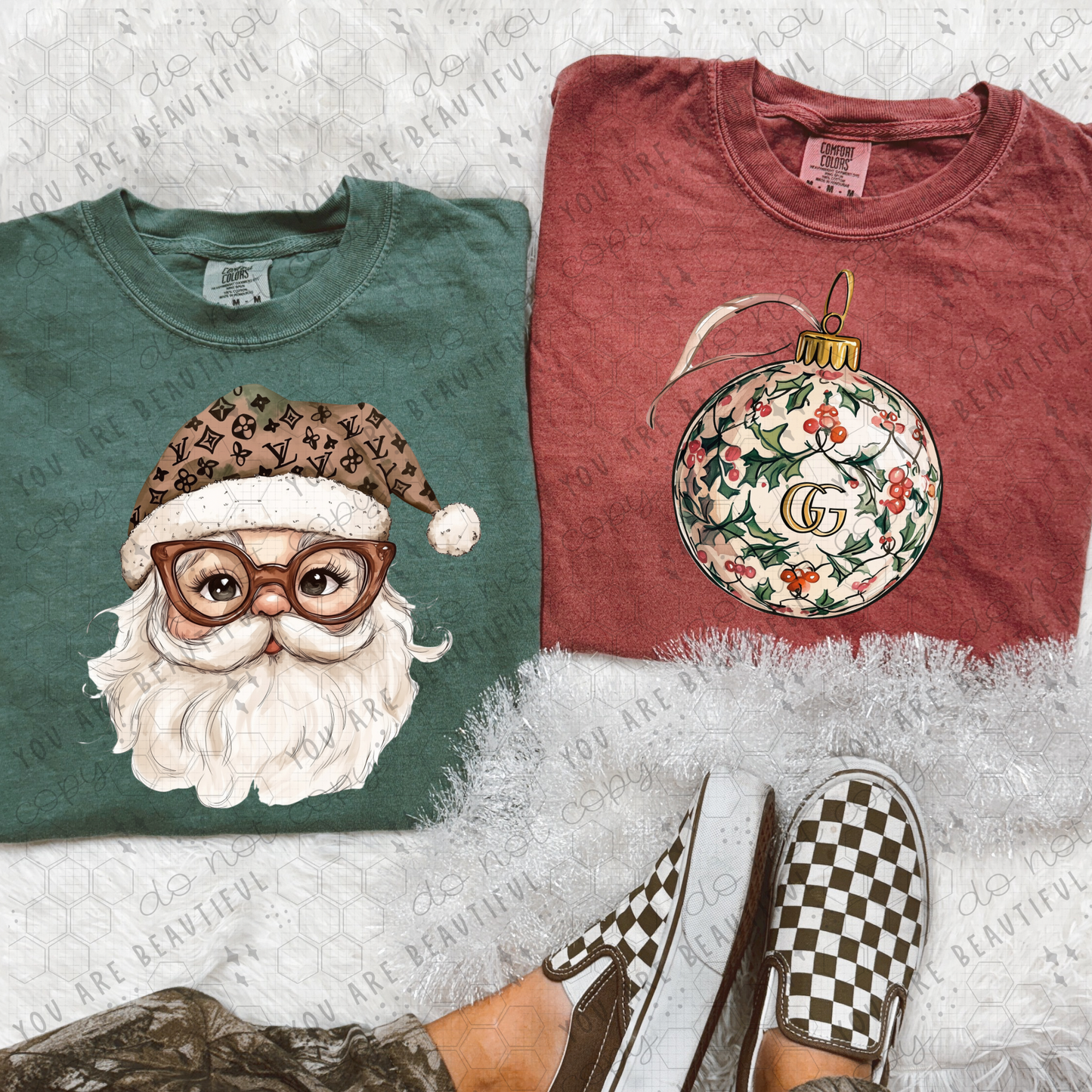 Santa Glasses Brown Graphic Tee