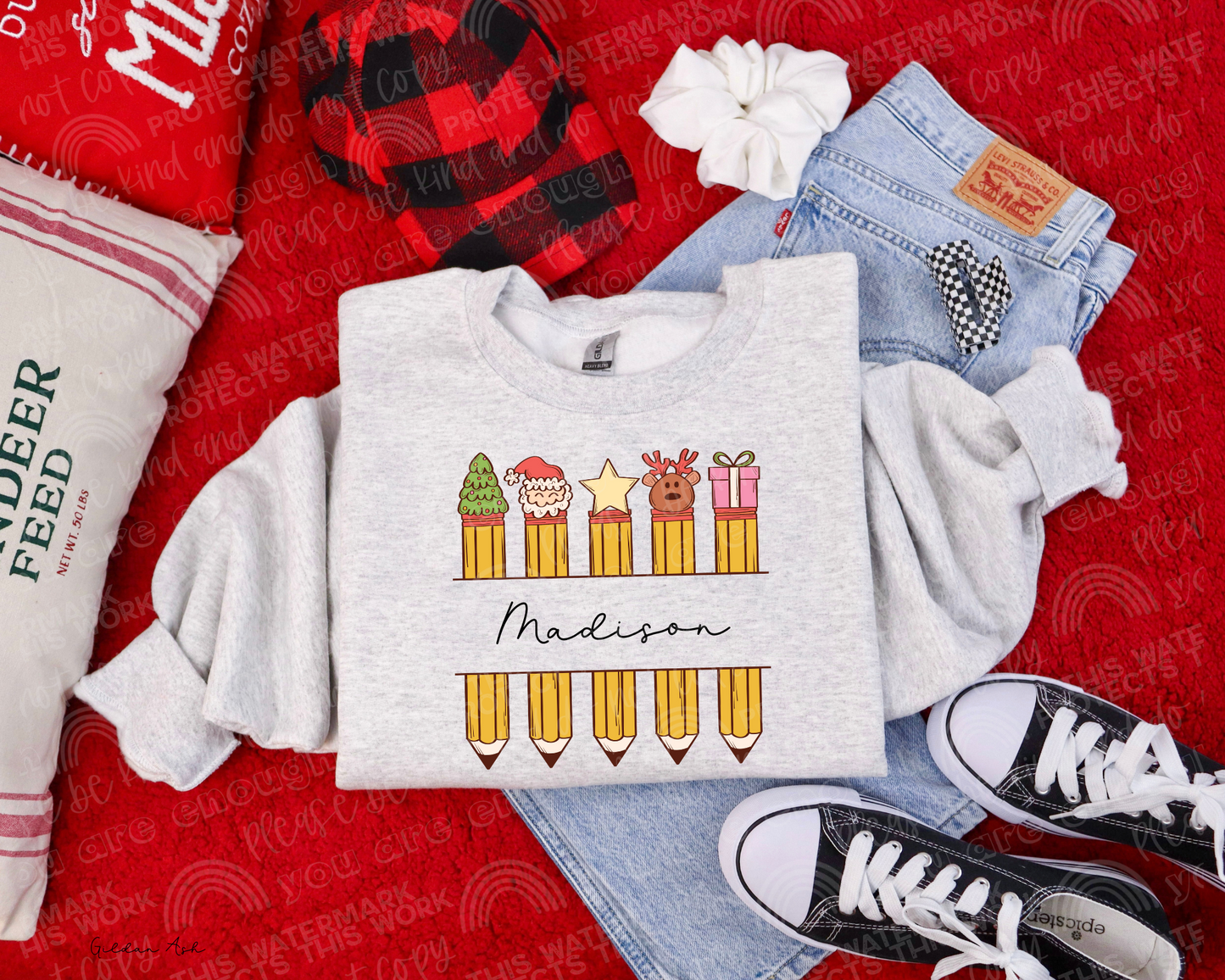 Custom Christmas Pencils Graphic Tee