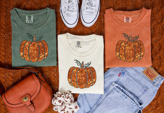 Faux Sequin Pumpkin Graphic Tee