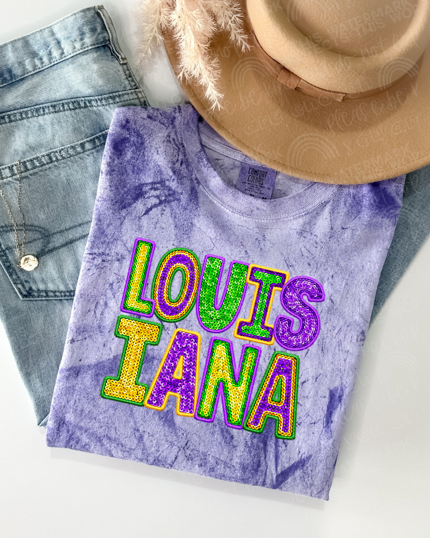 Louisiana Faux Sequin Graphic Tee