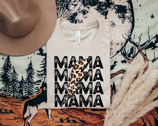 Mama Leopard Stacked Graphic Tee