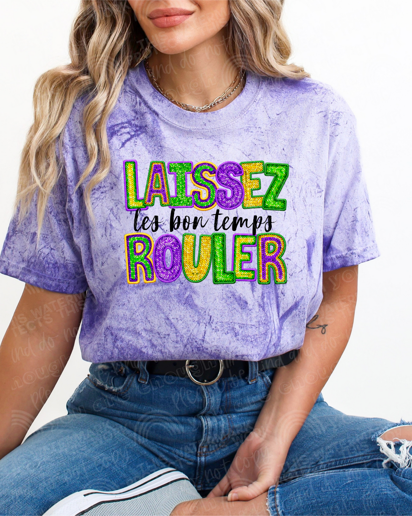 Laissez Les Bon Temps Rouler Faux Sequin Graphic Tee