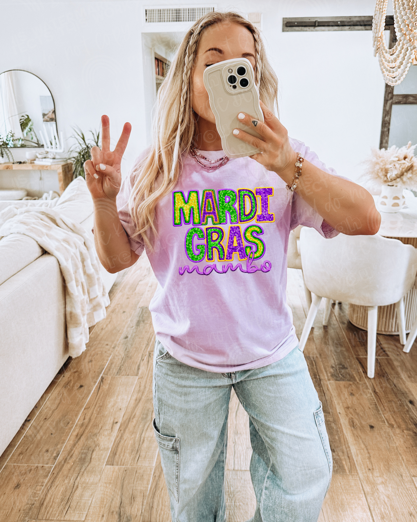 Mardi Gras Mambo Faux Sequin Graphic Tee