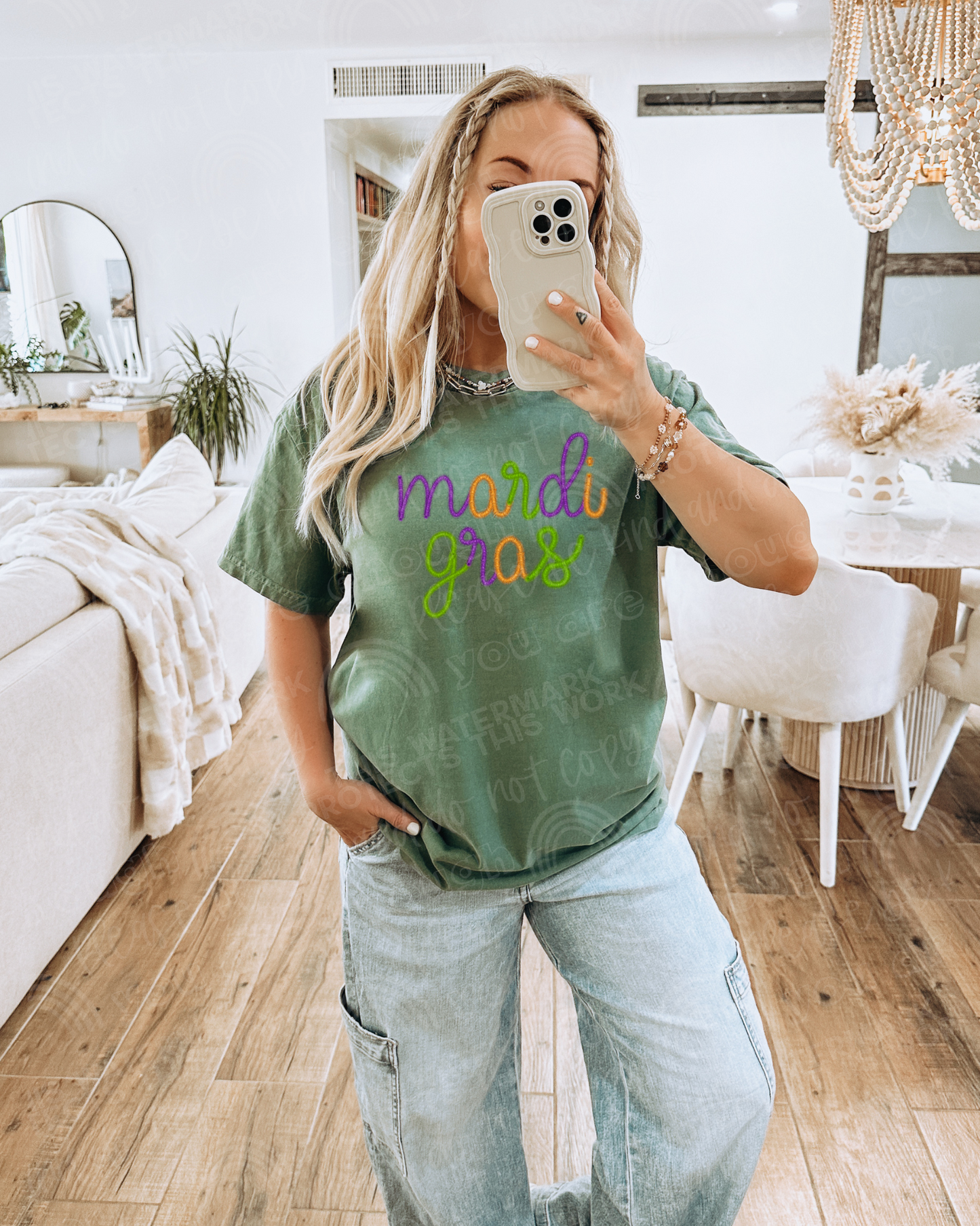 Mardi Gras Faux Tinsel Graphic Tee