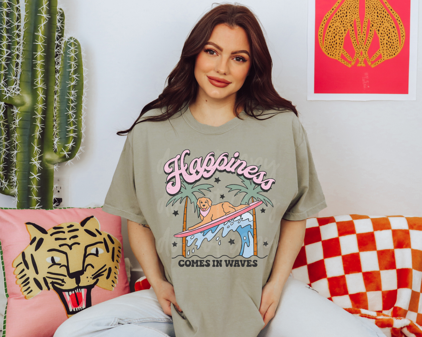 Happiness Comes In Waves Graphic Tee