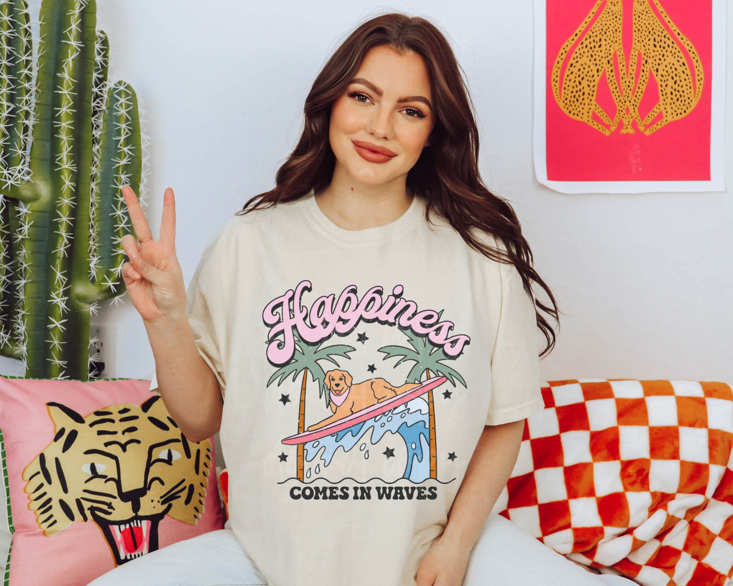 Happiness Comes In Waves Graphic Tee