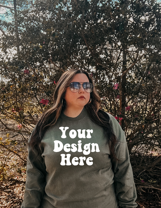Gildan 18000 Military Green Crewneck Mock-Up